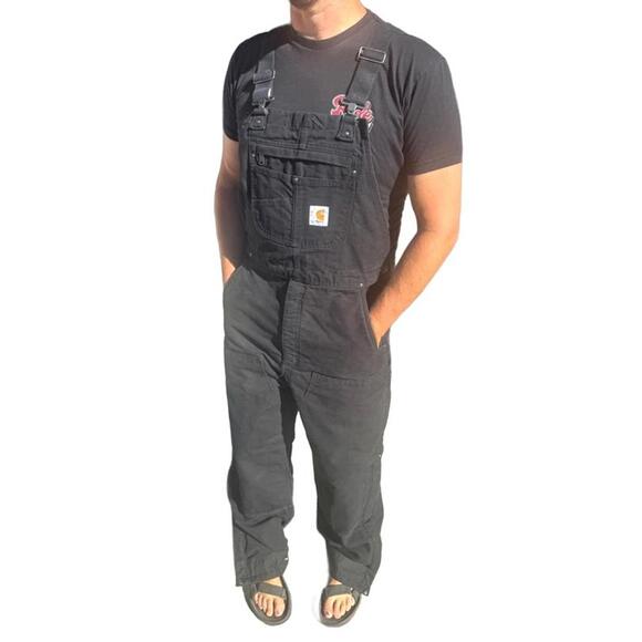 Carhartt Quilted-Lined Black Bib Overalls – Size Large Regular (104031-BLK)